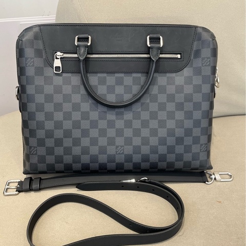 Louis Vuitton 路易威登 男士 黑棋盤公文包 有肩帶