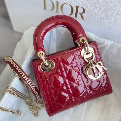 全配❤️#Dior #紅金漆皮三格戴妃 #盒子塵袋購證