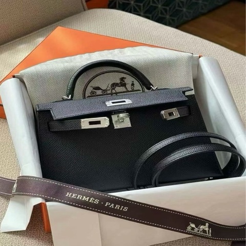 Hermes Mini Kelly 二代Epsom G  黑銀
