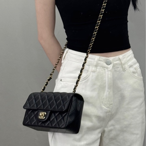 💎Chanel香奈兒｜｜黑金CF大mini鏈條包｜99新芯片款