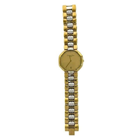 Christian Dior 復古八角形不鏽鋼石英腕錶 金色 31990