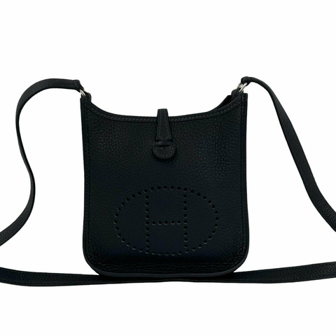 愛馬仕 Evelyne TPM H-logo Taurillon Clemence 迷你肩背包 Pochette 藍色靛藍 13745