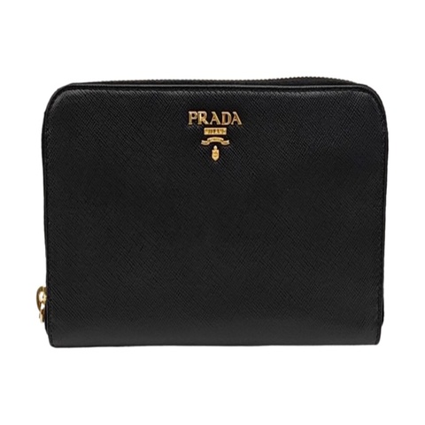 PRADA 普拉達 Saffiano皮革長款 牛皮 錢包 黑色