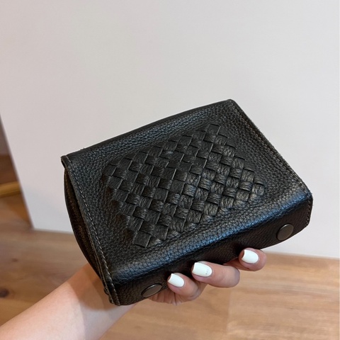 Bottega Veneta BV 黑色 小羊皮 編織 化妝包 收納包 ⌚️盒 克羅心 飾品盒