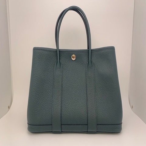爱马仕/Hermes  garden party 30松柏綠全皮手提托特包 花園包 30x21x14