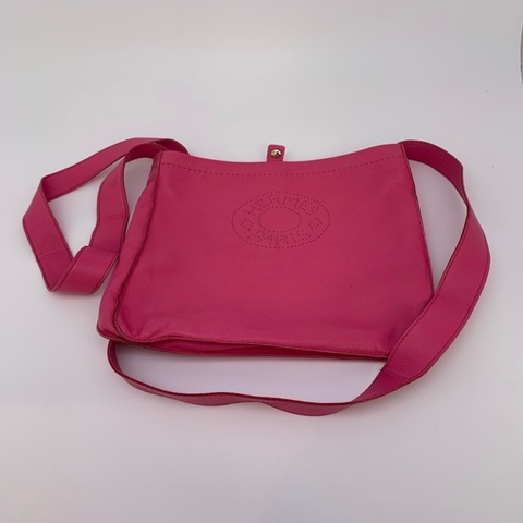 95新 Hermes/愛馬仕 Clou de Selle mini 粉色小羊皮斜挎包 12×16×2