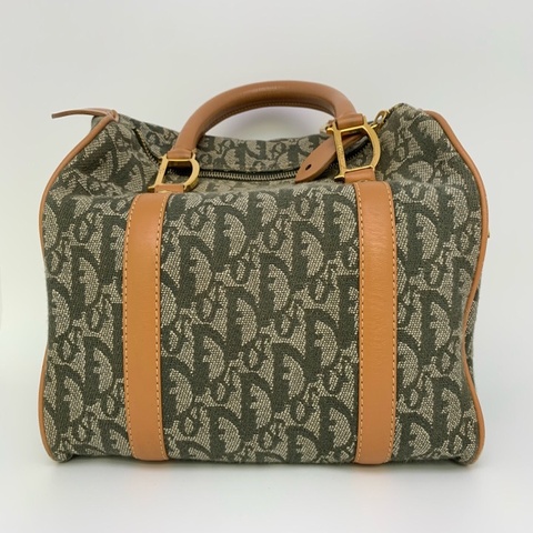 95新 Dior/迪奧 Trotter 綠花迷你波士頓手提包 附帶原裝鎖 25×15×12