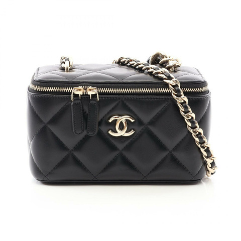 香奈兒 (CHANEL) Matelasse Vanity Combination Hardware Shoulder Bag Lambskin (羊皮) 黑色二手女士包