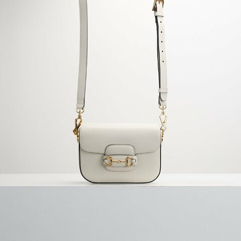 二手Gucci 1955 mini馬鞍包/白色