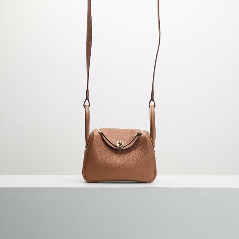 二手Hermès Mini Lindy 二代金棕金K刻