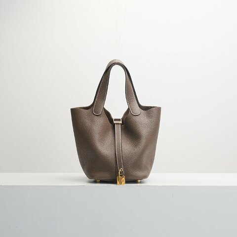 二手Hermès Picotin 18菜籃子/大象灰金釦