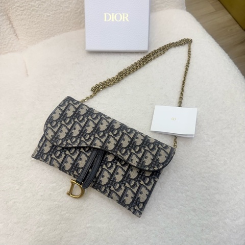 Dior 藍色提花布Saddle woc鍊包