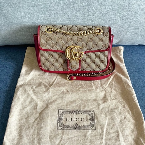 極新 GUCCI Marmont GG 緹花帆布肩背包