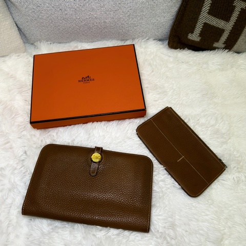 Hermes/ Dogon組合式長夾/ 金棕/ 匡K