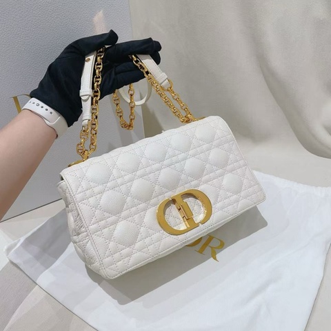 Dior 迪奧caro白金中號荔枝牛皮鏈條包