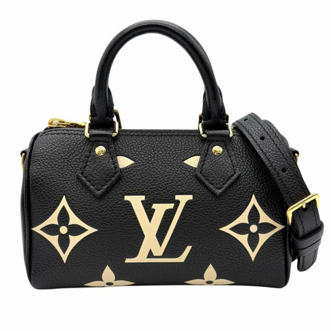 路易威登 Nano Speedy 手提包，Monogram Empreinte，M81456，黑色 RFID，雙色米色，女士款。