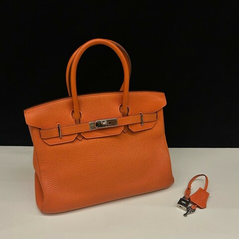Hermes Birkin30 橙色銀扣 手提包