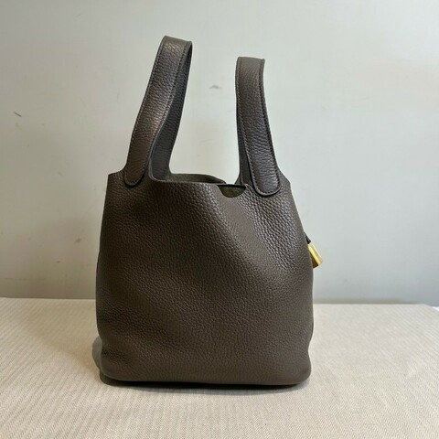 Hermes/愛馬仕 Picotin菜籃子18錫器灰金扣 A刻