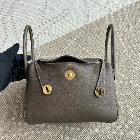 Hermes 愛馬仕 lindy26 手提包單肩包 大象灰金扣 tc皮