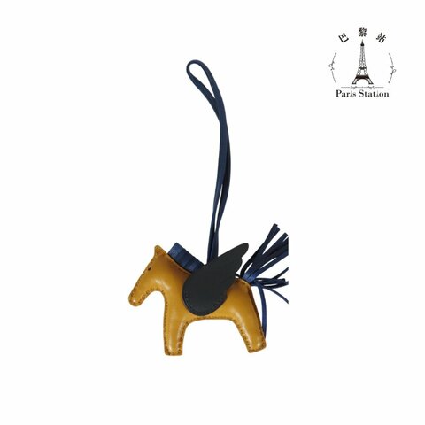 【巴黎站二手名牌專賣店】＊全新現貨＊HERMES 愛馬仕 真品＊ Rodeo Pégase PM 經典小羊皮 芝麻色/寶石藍 小飛馬吊飾