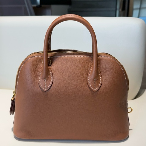 Hermes 愛馬仕 Bolide 保齡球25 金棕金扣 手提包ec皮