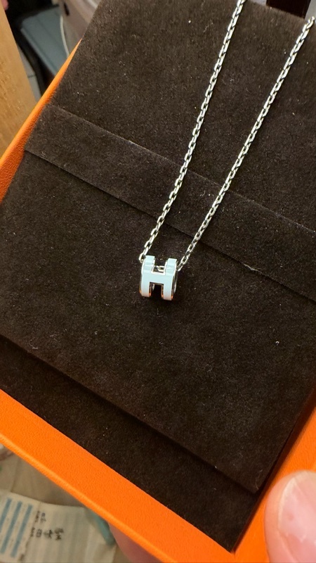 Hermes 淡藍銀 mini popH項鍊