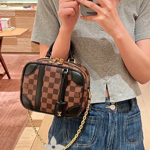LV 芯片款 棕棋盤格 VALISETTE SOUPLE BB 相機包  19*14*6.5cm  98新配件塵袋