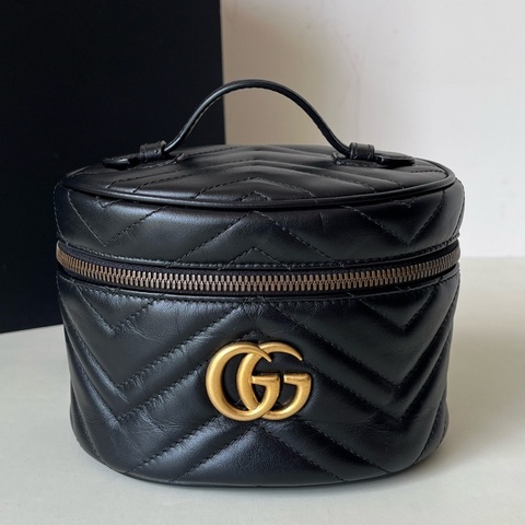 Gucci/古馳 黑金馬蒙雙肩包