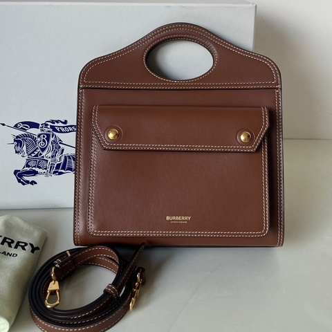 Burberry/巴寶莉 棕色全皮手提斜挎包