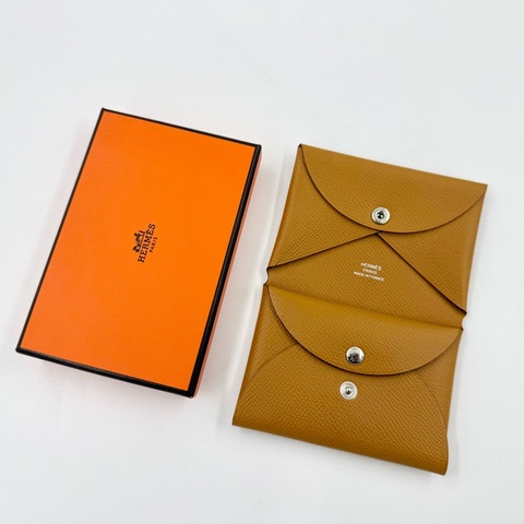 Hermes 芝麻棕Calvi Duo 零錢卡包