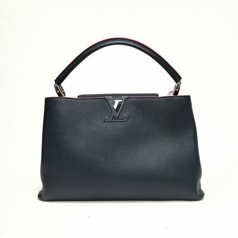 LOUIS VUITTON Capucines中號36黑色牛皮革銀扣2014肩背包