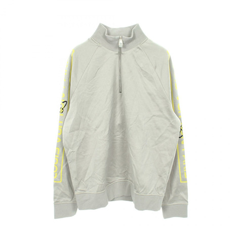 路易威登 (LOUIS VUITTON) 臂標半拉鍊運動衫，棉質尼龍布料，灰色/黃色，4L碼，二手男款