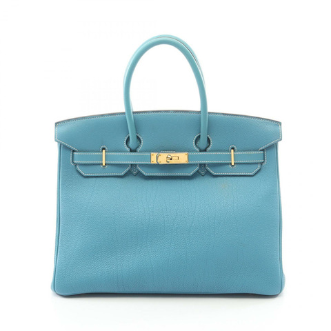HERMES Birkin 35 手提包 027634CC Togo 皮革藍色牛仔褲 GHW 二手女式 G
