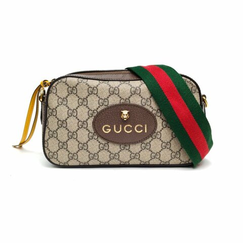 GUCCI NeoVintage虎頭相機包24烏木色PVC金扣肩背包