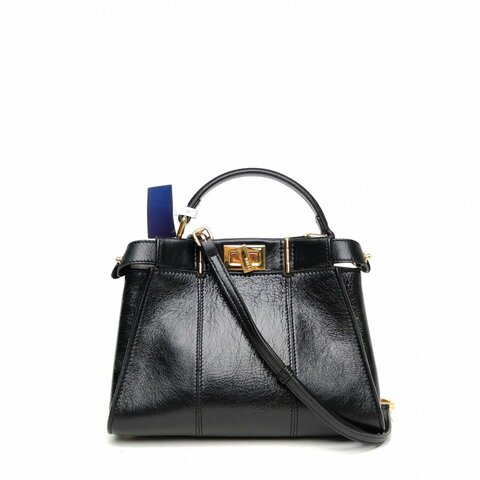 FENDI PEEKABOOMini黑色牛皮革金扣肩背包