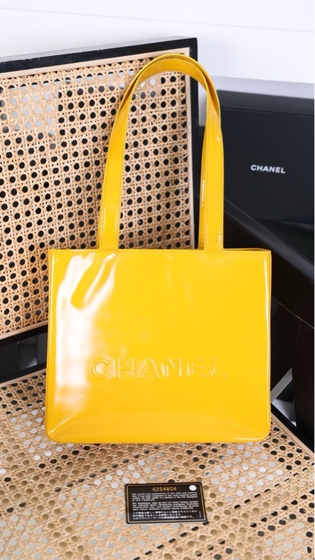 Chanel 6开Jelly芒果黄漆皮tote手提包