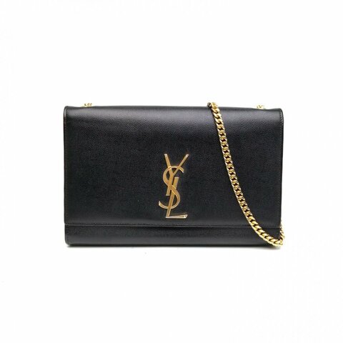 SAINT LAURENT KATE中號24黑色牛皮革金扣肩背包