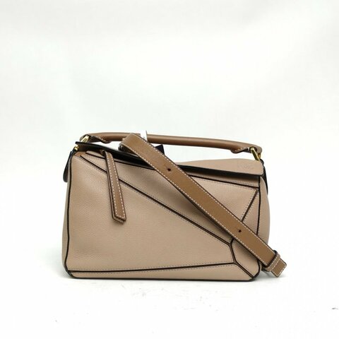 LOEWE Puzzle24幾何包小號棕色牛皮革肩背包
