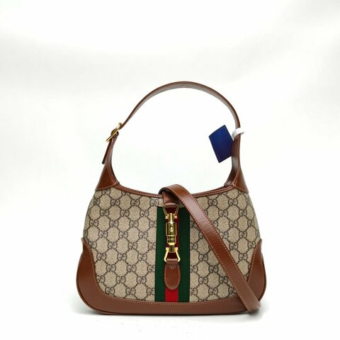 GUCCI Jackie1961小號老花帆布金扣肩背包