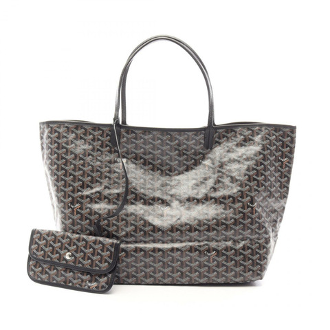 GOYARD Saint Louis GM 手提包，帆布皮革，黑色多色，二手女款