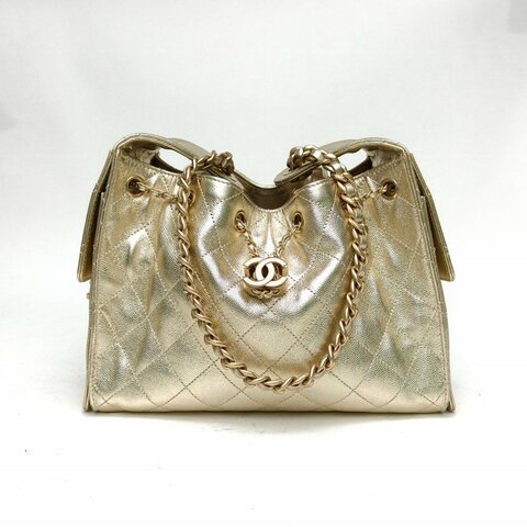 CHANEL 25BAG腋下單肩包小號金色牛皮革晶片開金扣肩背包