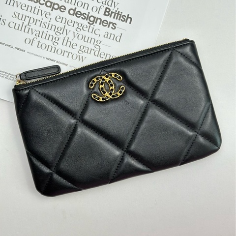 Chanel香奈兒 19bag 黑金小手包