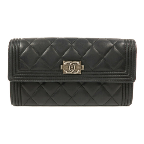 CHANEL 羊皮皮革Boy Long Wallet長錢包