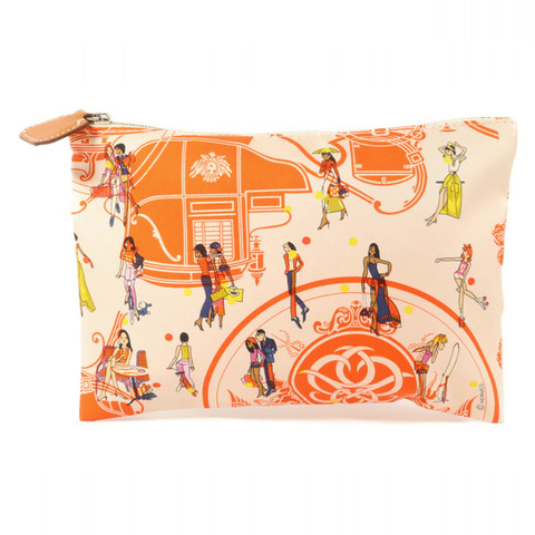 HERMES 絲質Silky Pocket Cosmetic Pouch小袋Geranium/Nata/Gold