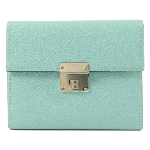 HERMES Epsom皮革Clic 12 Card Holder卡片套Bleu Atoll/Malachite