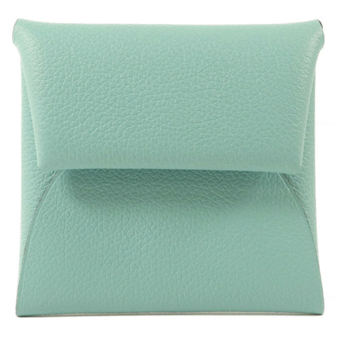 HERMES Evercolor皮革Bastia Change Purse零錢包Bleu Atoll