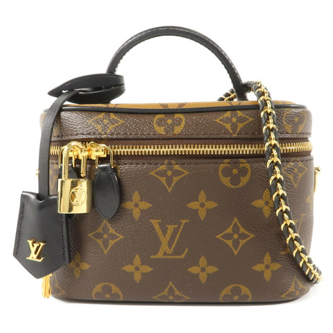 LOUIS VUITTON Monogram Reverse Vanity PM金扣手挽肩背兩用袋棕色