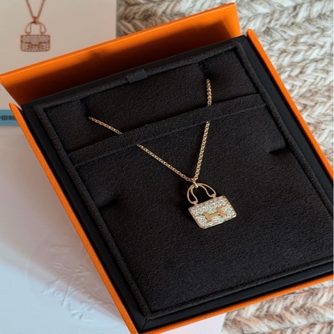 Hermes Constance Amulette 康康 滿鑽 玫瑰金 項鏈