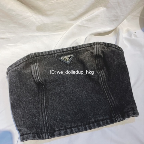 Prada 黑仔牛仔布 tube top IT36