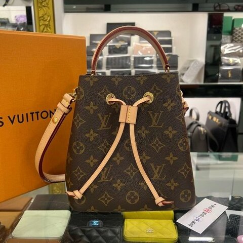 東區正精品㊣LV M46581 NEONOE BB 原花字紋束口水桶包肩背包斜背包兩用包 RZ6557
